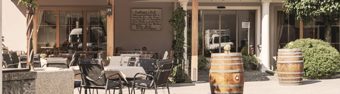 Außenansicht Restaurant des Posthotel Erlerwirt